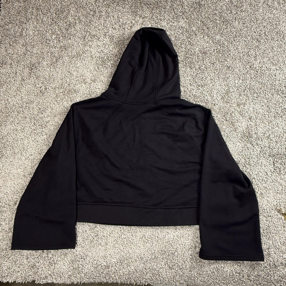 Athleta Hoodie Womens‎ Large Black Cropped Pullover Modal Blend Long Sleeve - Picture 6 of 7
